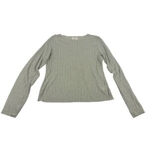 Natural Life Women 2XL Green Ribbed LS Shirt Fairy Garden Boho Hippie Earthy EUC